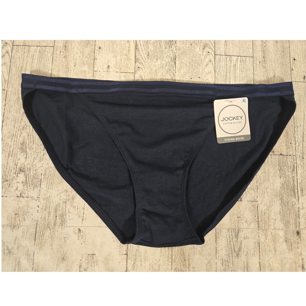 Jockey Cotton Allure String Bikini Panties Navy Blue Supima Cotton Stretch XL